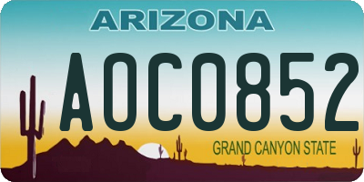 AZ license plate AOC0852