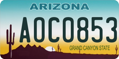 AZ license plate AOC0853