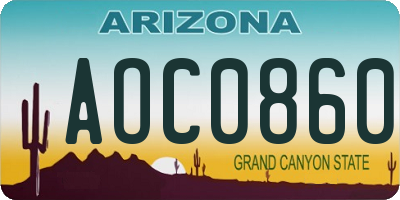 AZ license plate AOC0860