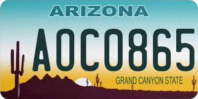 AZ license plate AOC0865