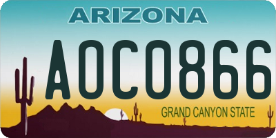 AZ license plate AOC0866