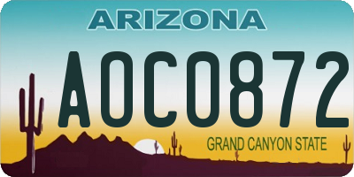 AZ license plate AOC0872