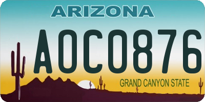 AZ license plate AOC0876
