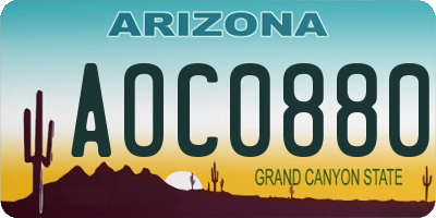 AZ license plate AOC0880