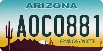AZ license plate AOC0881
