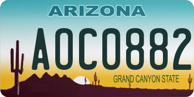 AZ license plate AOC0882