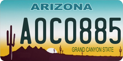 AZ license plate AOC0885