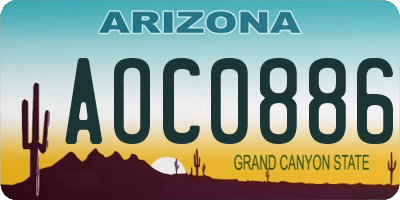 AZ license plate AOC0886