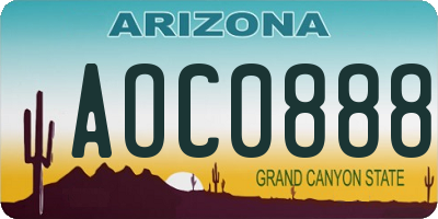 AZ license plate AOC0888