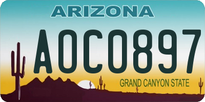 AZ license plate AOC0897