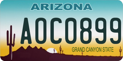 AZ license plate AOC0899