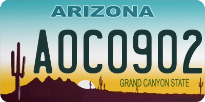 AZ license plate AOC0902