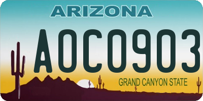 AZ license plate AOC0903