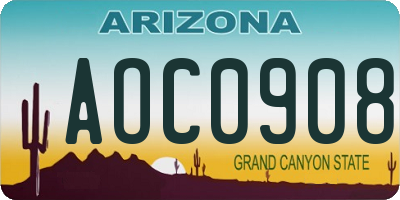 AZ license plate AOC0908
