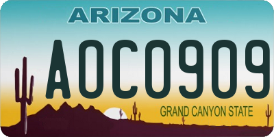 AZ license plate AOC0909