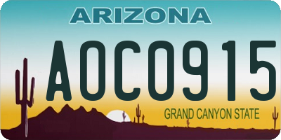 AZ license plate AOC0915