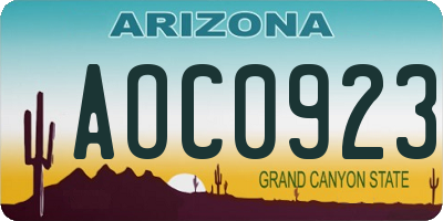 AZ license plate AOC0923