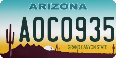 AZ license plate AOC0935