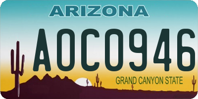 AZ license plate AOC0946