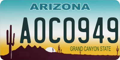 AZ license plate AOC0949