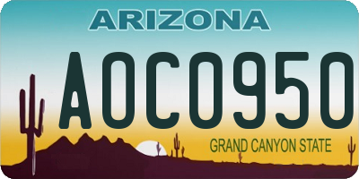 AZ license plate AOC0950