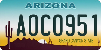 AZ license plate AOC0951