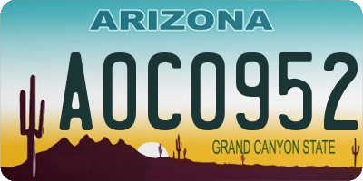 AZ license plate AOC0952