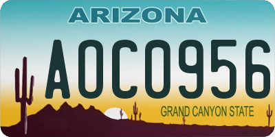 AZ license plate AOC0956