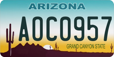 AZ license plate AOC0957