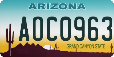 AZ license plate AOC0963