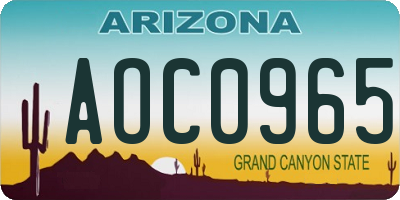 AZ license plate AOC0965