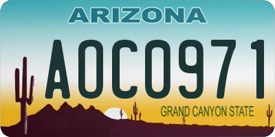 AZ license plate AOC0971