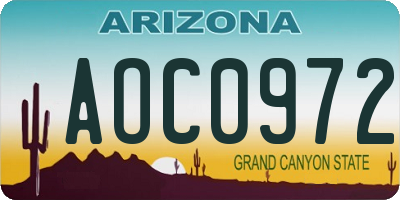 AZ license plate AOC0972