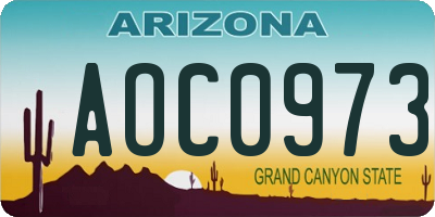 AZ license plate AOC0973