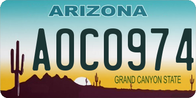 AZ license plate AOC0974