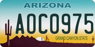 AZ license plate AOC0975