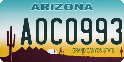 AZ license plate AOC0993