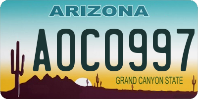 AZ license plate AOC0997