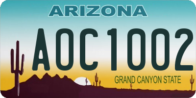 AZ license plate AOC1002
