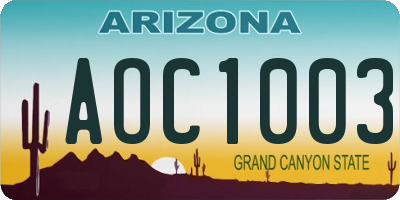 AZ license plate AOC1003