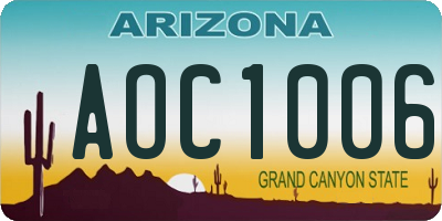 AZ license plate AOC1006