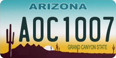AZ license plate AOC1007
