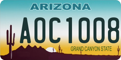 AZ license plate AOC1008