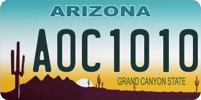 AZ license plate AOC1010