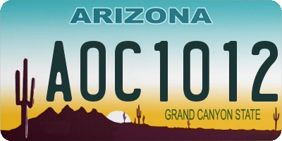 AZ license plate AOC1012