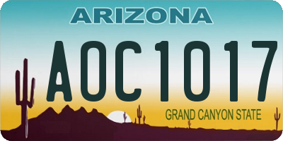 AZ license plate AOC1017