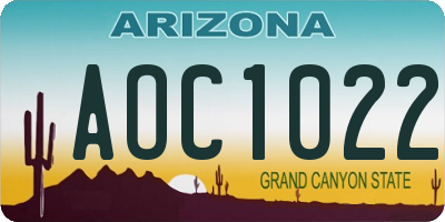 AZ license plate AOC1022