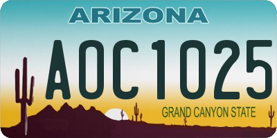 AZ license plate AOC1025