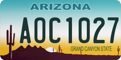 AZ license plate AOC1027