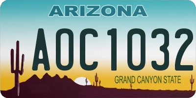 AZ license plate AOC1032